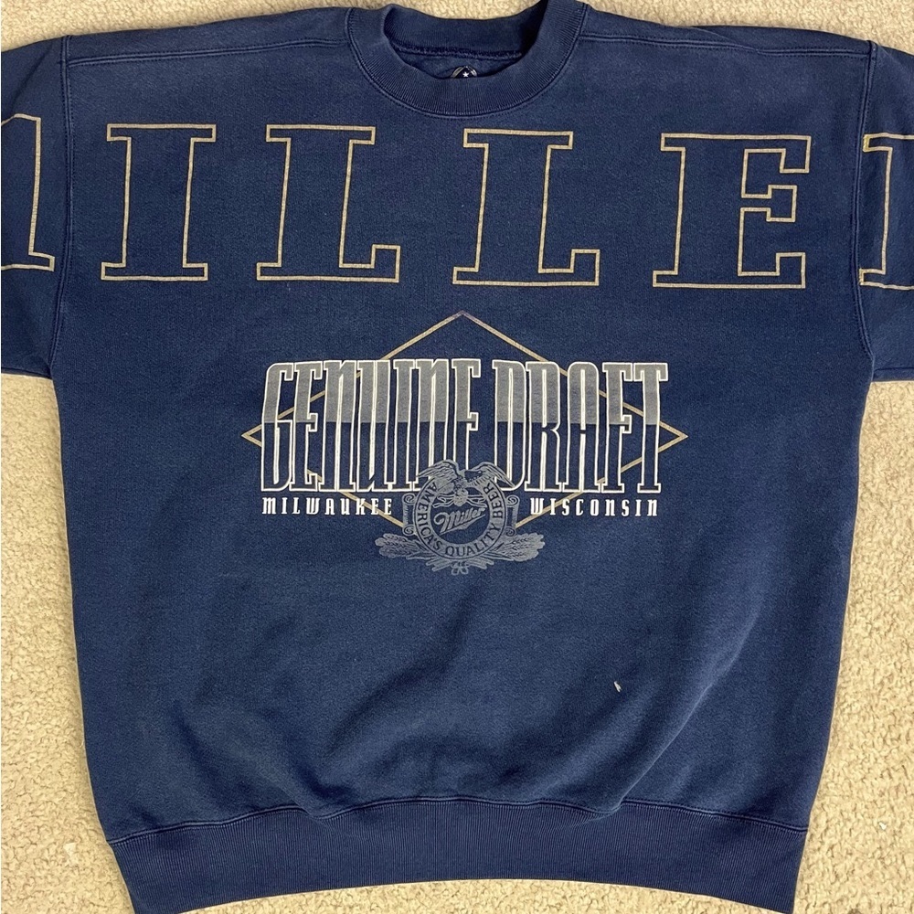 Vintage 90’s Miller Genuine Draft Navy Blue Sweatshirt Men’s Size XL